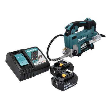 Makita DGP 180 RG cordless grease gun 18 V 690 bar + 2x rechargeable battery 6.0 Ah + charger