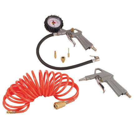 Compresor Güde 190/08/6 Airpower 1100 W 8 bar (50089) + manguera espiral + pistola de soplado + inflador de neumáticos