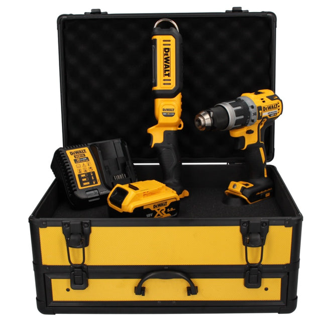 DeWalt DCD 796 P1 TX Trapano avvitatore a percussione a batteria 18V 70 Nm in valigetta TX + 1x Batteria 5,0 Ah + Caricabatterie + Torcia