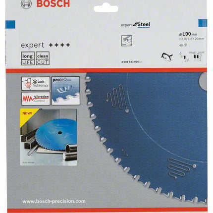 Bosch Kreissägeblatt Expert for Steel, 190 x 20 x 2,0 mm, 40 ( 2608643056 )