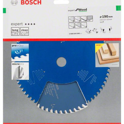 Bosch Expert para madera hoja de sierra circular 190 x 20 x 2,6 mm 56 dientes para madera ( 2608644046 )