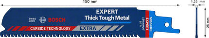 Bosch EXPERT Thick Tough Metal S 955 CHC hoja de sierra de sable 150 mm 10 piezas (2608900367) Tecnología de carburo