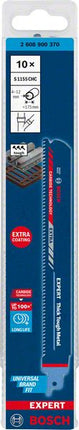 Hoja de sierra de sable Bosch EXPERT Thick Tough Metal S 1155 CHC 225 mm 10 piezas (2608900370) Tecnología de carburo