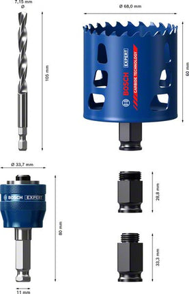 Bosch EXPERT Tough Material Scies-cloches Kit de démarrage 51 x 60 mm Carbure (2608900449) Universel