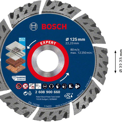 Bosch EXPERT Multi Material Diamant Trennscheibe 125 x 22,23 x 2,2 mm ( 2608900660 ) - Nachfolger von 2608603630 - Toolbrothers