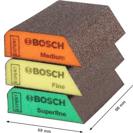 Bosch Expert S470 Set d'éponges abrasive 69 x 97 x 26 mm Moyen / Fin / Superfin 3 pcs. ( 2608901174 )