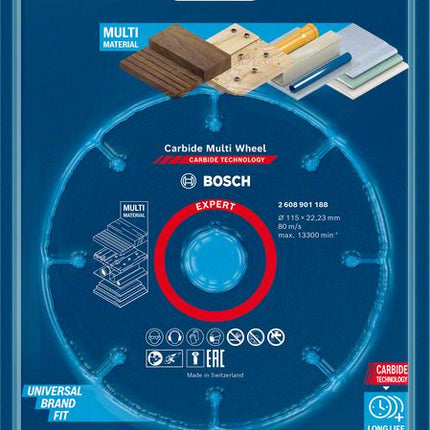 Bosch EXPERT Carbide Multi Wheel Disco da taglio 115 x 22,23 mm - 1 pz. ( 2608901188 ) Carbide Technology