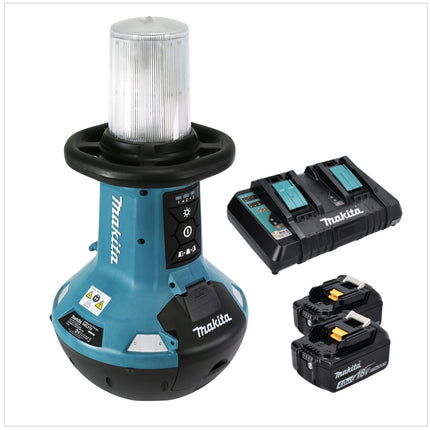 Makita DML 810 PM Akumulatorowy naświetlacz LED 18 / 36 V ( 2 x 18 V ) 5500 lm IP54 + 2x akumulator 4,0 Ah + podwójna ładowarka