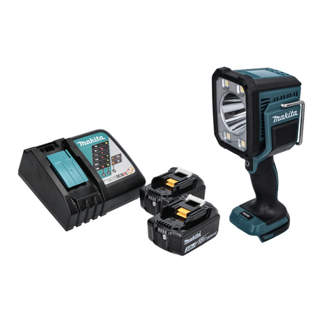 Makita DML 812 RF Foco manual LED con batería Lámpara de bolsillo 18 V 1250 lm + 2 pilas 3,0 Ah + cargador