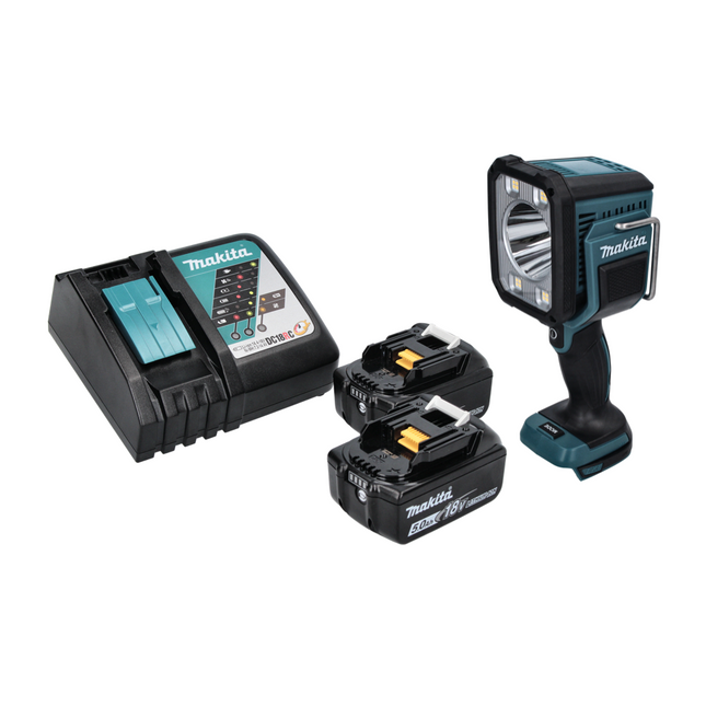 Makita DML 812 RT Linterna LED inalámbrica 18 V 1250 lm + 2x batería recargable 5,0 Ah + cargador
