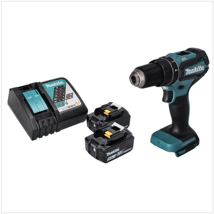 Taladro de percusión sin cable Makita DHP 485 RT 18 V 50 Nm sin escobillas + 2x batería recargable 5,0 Ah + cargador