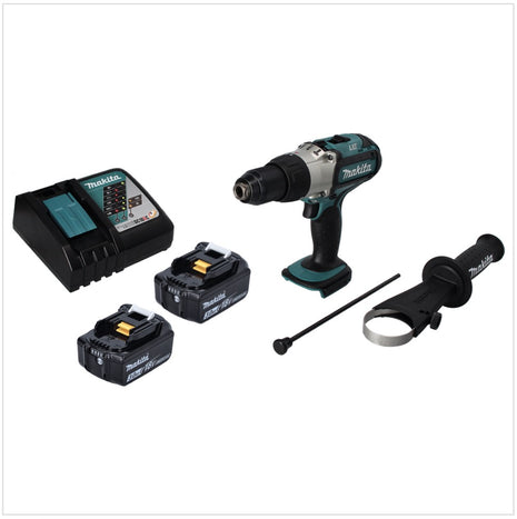 Makita DHP 451 RF Cordless Hammer Driver Drill 80 Nm 18V + 2x Batteries 3,0 Ah + Charger