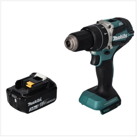 Makita DHP 484 F1 Perceuse-visseuse à percussion sans fil 18 V 54 Nm brushless + 1x Batterie 3,0 Ah - sans Chargeur