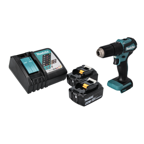 Makita DHP 483 RG 18 V 40 Nm Brushless Cordless Drill + 2x 6.0 Ah Batterie + Caricabatterie