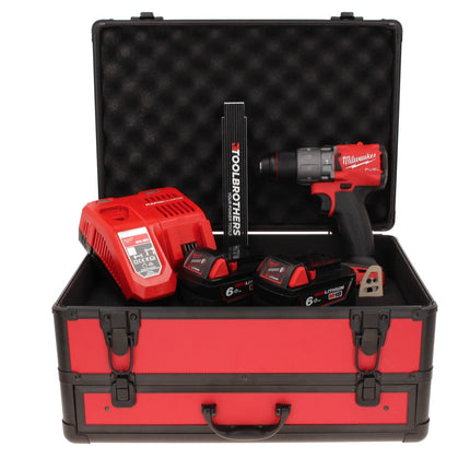 Taladro percutor inalámbrico Milwaukee M18 FPD2-602FC TX 18 V 135 Nm sin escobillas + 2x baterías 6,0 Ah + cargador + metro plegable + estuche TX