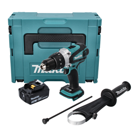 Makita DHP 458 T1J Perceuse-visseuse à percussion sans fil 18 V 91 Nm + 1x Batterie 5,0 Ah + Makpac - sans chargeur