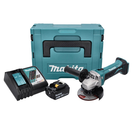 Makita DGA 452 RG1J Amoladora angular sin cable 18 V 115 mm + 1x batería recargable 6,0 Ah + cargador + Makpac