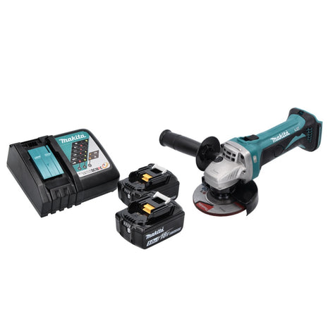 Amoladora angular a batería Makita DGA 452 RT 18 V 115 mm + 2x baterías 5,0 Ah + cargador