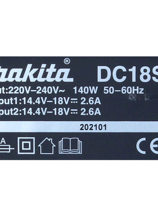 Cargador doble Makita DC 18 SH 2x 14,4 V 2x 18 V (36 V) LXT (199687-4) Corriente de carga de 2,6 amperios