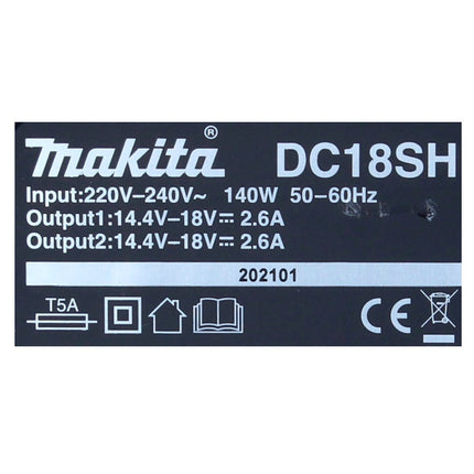 Makita DC 18 SH Doppel Ladegerät 14,4 V - 18 V LXT 2,6 A Ladestrom ( 199687-4 )