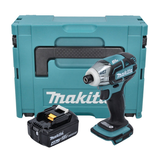 Makita DTS 141 M1J cordless impulse screwdriver 18 V 40 Nm 1/4" brushless + 1x rechargeable battery 4.0 Ah + Makpac - without charger