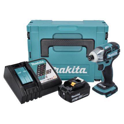 Makita DTS 141 RG1J Atornillador de impulsos sin cable 18 V 40 Nm 1/4" sin escobillas + 1x batería recargable 6,0 Ah + cargador + Makpac