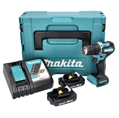 Makita DDF 487 RAJ cordless drill driver 18 V 40 Nm brushless + 2x rechargeable battery 2.0 Ah + charger + Makpac