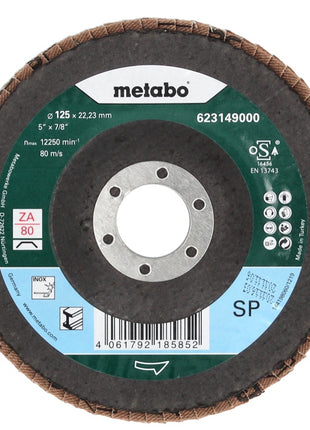 Metabo Lamellenschleifteller Fächerscheibe P 80 125 mm 22,23 mm  ( 10 x 623149000 ) für Winkelschleifer