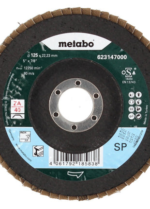 Metabo Plateau abrasif à lamelles P 40 - 125 mm - 22,23 mm pour meuleuses d'angle (20 x 623147000)