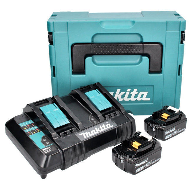 Makita Power Source Kit 18 V with 2x BL 1830 B 3.0 Ah battery ( 197599-5 ) + DC 18 SH double charger ( 199687-4 ) + Makpac