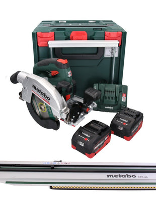 Metabo KS 18 LTX 66 BL Akumulatorowa pilarka tarczowa 18 V 165 mm + 2x akumulator 5,5 Ah + ładowarka + szyna poprzeczna + metaBOX