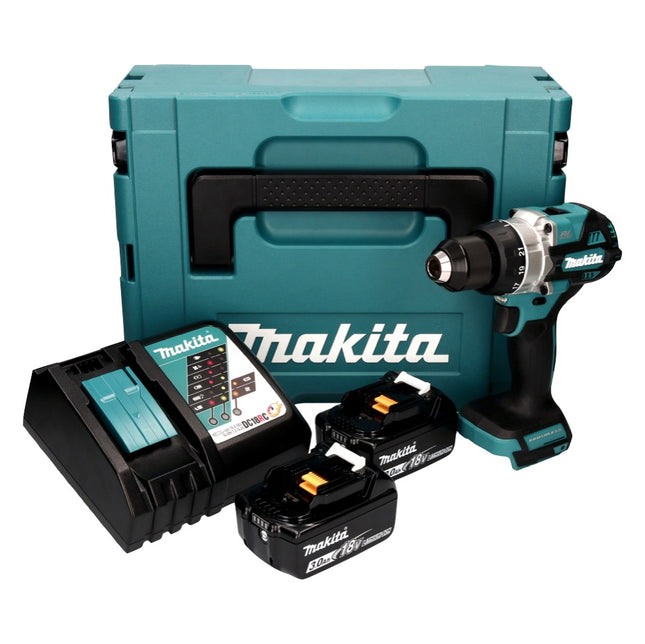 Taladro atornillador a batería Makita DDF 486 RFJ 18 V 130 Nm sin escobillas + 2x batería recargable 3,0 Ah + cargador + Makpac