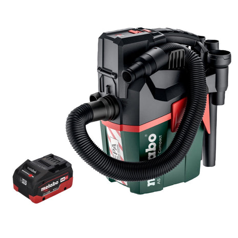 Metabo AS 18 HEPA PC Aspirador de batería compacto 18 V 6 l Aspirador en seco y húmedo con función de soplado + 1x batería 8,0 Ah - sin cargador