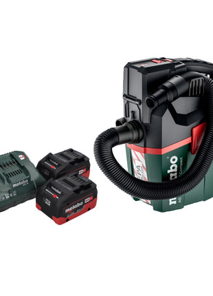 Metabo AS 18 HEPA PC Compact Akku Sauger 18 V 6 l Nass und Trocken Sauger mit Blasfunktion + 2x Akku 8,0 Ah + Ladegerät