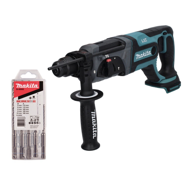 Martillo perforador a batería Makita DHR 241 Z 18 V 2,0 J SDS plus + juego de brocas de 5 piezas - sin batería, sin cargador