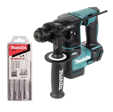 Makita DHR 171 Z Cordless hammer drill 18 V 1.2 J SDS plus Brushless + 5-piece drill bit set - without battery, without charger