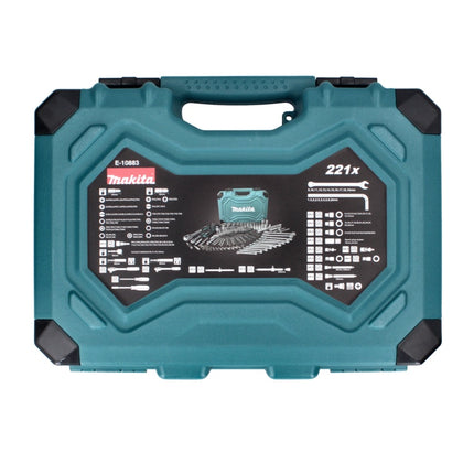 Juego de herramientas Makita 221 piezas de acero al cromo vanadio (E-10883) broca/llave combinada/llave de tubo/destornillador/trinquete