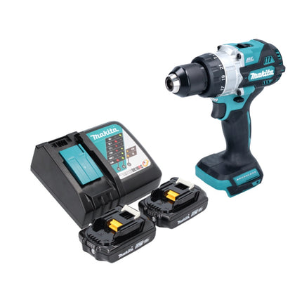 Taladro de percusión sin cable Makita DHP 486 RA 18 V 130 Nm sin escobillas + 2x batería recargable 2,0 Ah + cargador