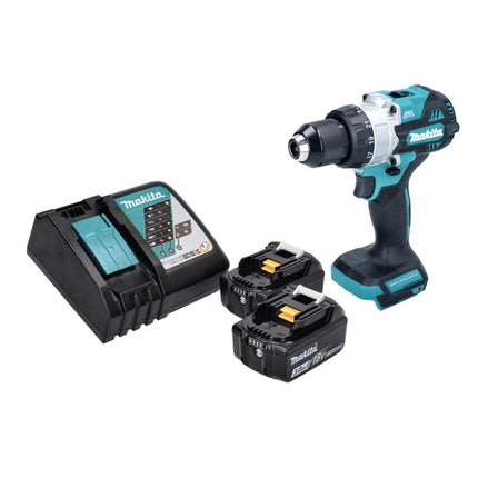 Taladro de percusión sin cable Makita DHP 486 RF 18 V 130 Nm sin escobillas + 2x batería recargable 3,0 Ah + cargador
