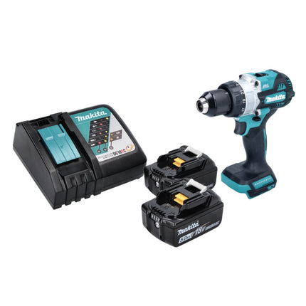 Taladro de percusión sin cable Makita DHP 486 RT 18 V 130 Nm sin escobillas + 2x batería recargable 5,0 Ah + cargador