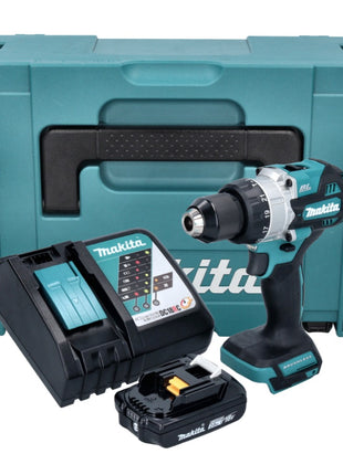 Makita DHP 486 RA1J Perceuse-visseuse à percussion sans fil 18 V 130 Nm Brushless + 1x batterie 2,0 Ah + chargeur + Makpac