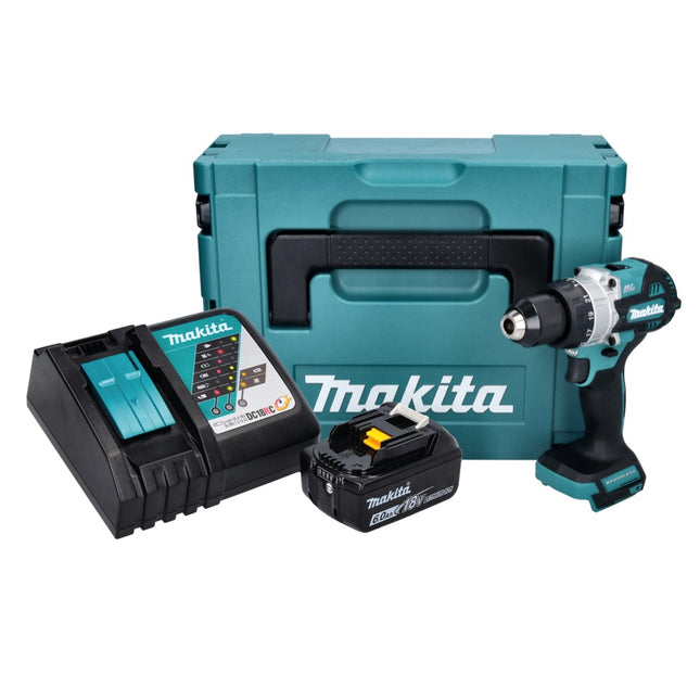 Taladro de percusión sin cable Makita DHP 486 RG1J 18 V 130 Nm sin escobillas + 1x batería recargable 6,0 Ah + cargador + Makpac