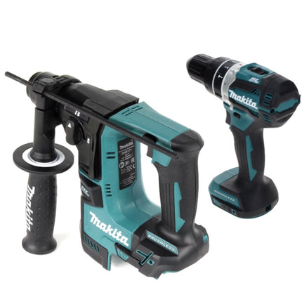 Makita DLX 2278 Cordless Combo Kit Brushless + DHP 484 Trapano a percussione 54 Nm + DHR 171 Martello rotante 1,2 J Solo - senza batteria, senza caricabatterie