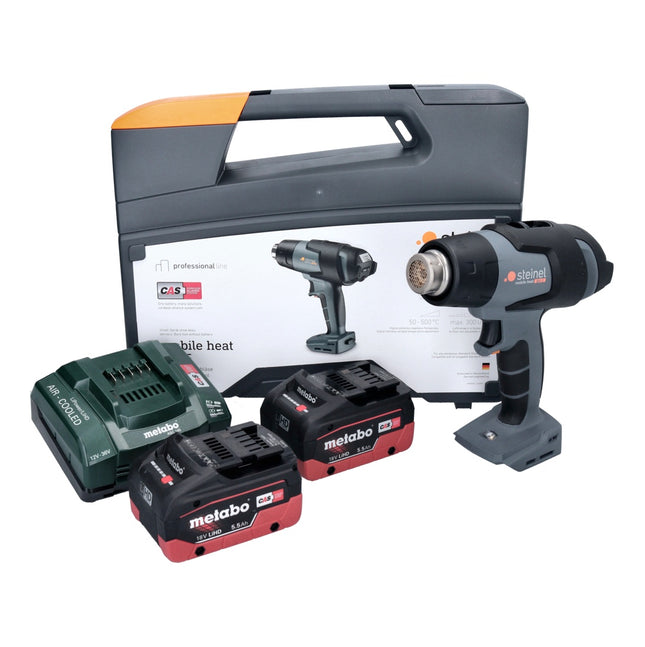 Steinel Mobile Heat MH5 Cordless Heat Gun 50-500°C 18V - CAS + 2x Batteries 5.5 Ah + Charger + Case