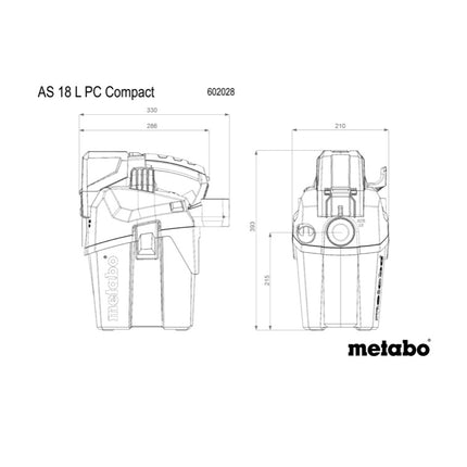 Metabo AS 18 L PC Aspirador compacto sin cable 18 V 6 l IPX4 clase de polvo L en seco y húmedo + 1x batería recargable 5,5 Ah + cargador