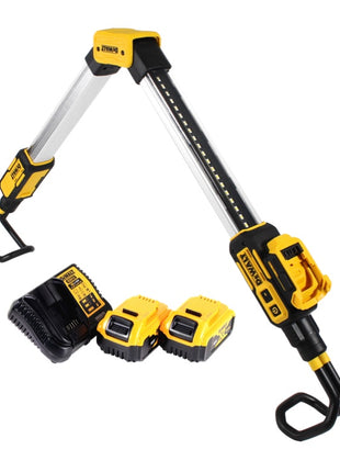 Lámpara de batería DeWalt DCL 045 P2 Luz LED para coche 12 / 18 V 1700 lm Soporte giratorio de 0-360 grados + 2x baterías 5,0 Ah + cargador