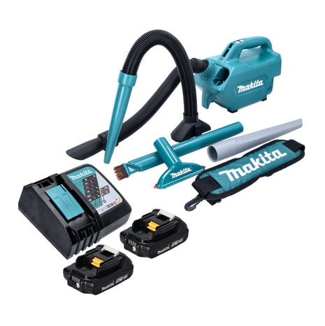 Makita DCL 184 RA cordless hoover 18 V 54 mbar 0.5 l + 2x rechargeable battery 2.0 Ah + charger