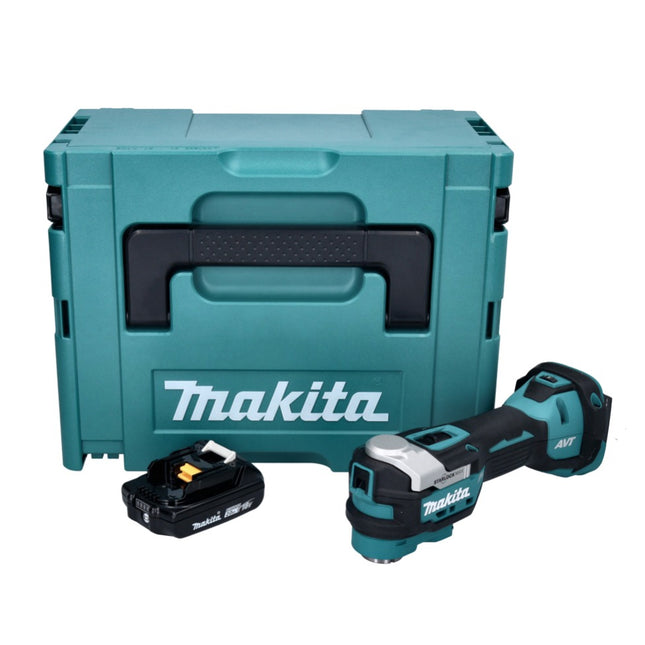 Makita DTM 52 A1J Herramienta multifunción sin cable 18 V Starlock Max Brushless + 1x batería recargable 2,0 Ah + Makpac - sin cargador