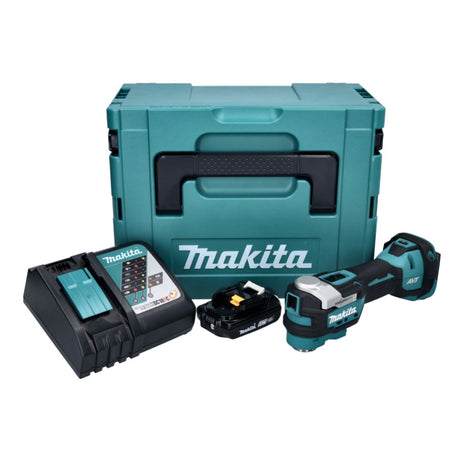 Akumulatorowe narzędzie wielofunkcyjne Makita DTM 52 RA1J 18 V Starlock Max Brushless + 1x akumulator 2,0 Ah + ładowarka + Makpac