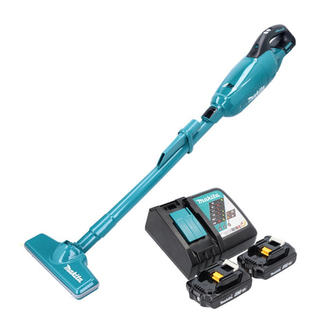 Aspirador de batería Makita DCL 281 FRA 18 V sin escobillas + 2x baterías 2,0 Ah + cargador